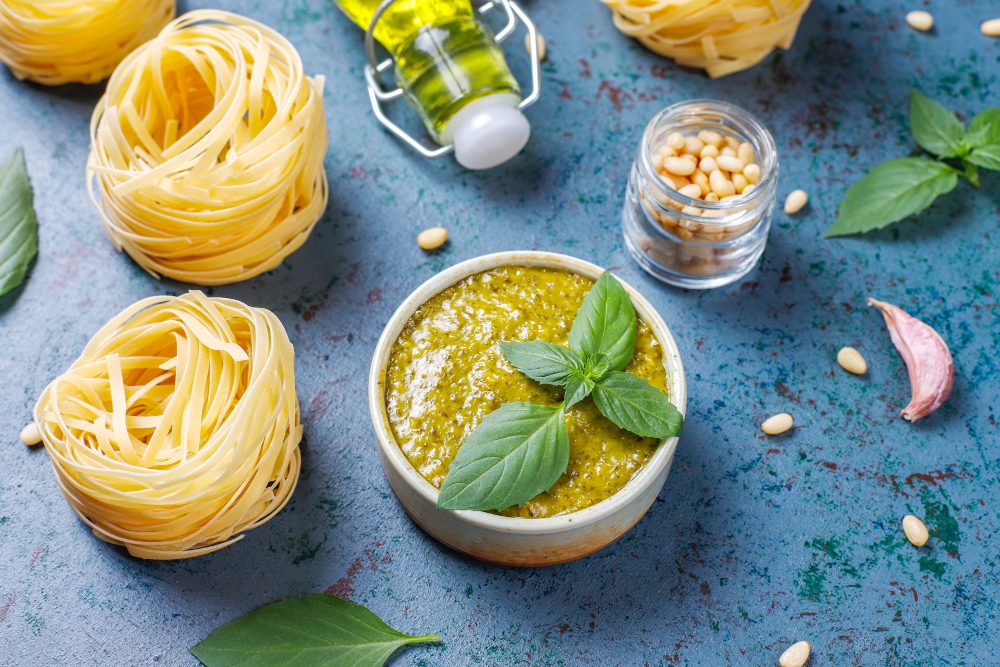 Healthy pesto sauce without pine nuts using Nutly nut alternatives