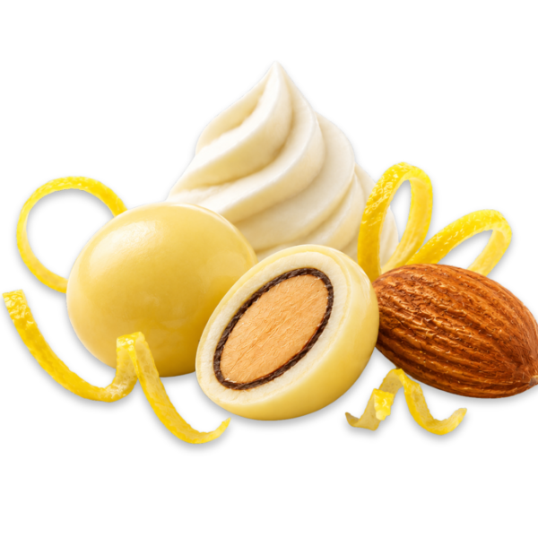 Nutly Lemon Crème Chocolate Almonds with white confectionery coating