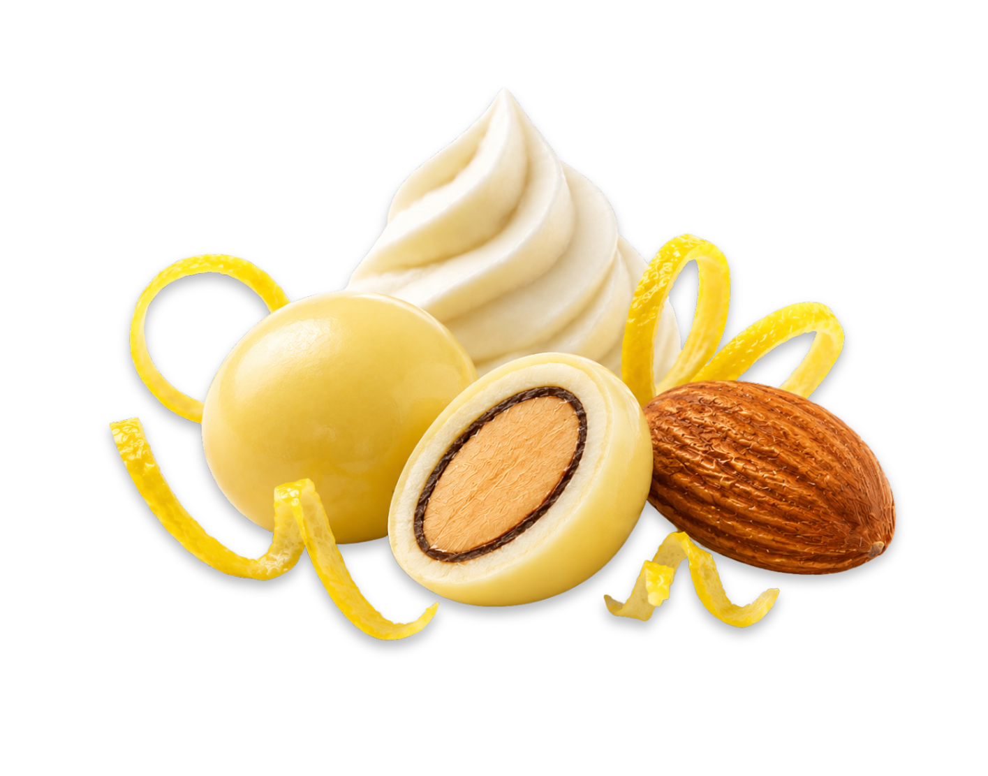 Nutly Lemon Crème Chocolate Almonds Nutly Lemon Crème Chocolate Almonds with white confectionery coating