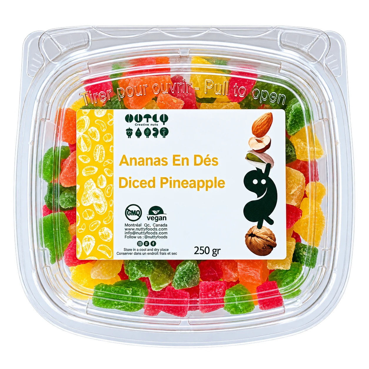 Nutly_Diced_Pineapple_250g_under_2MB Diced Colourful Pineapple - Image 1
